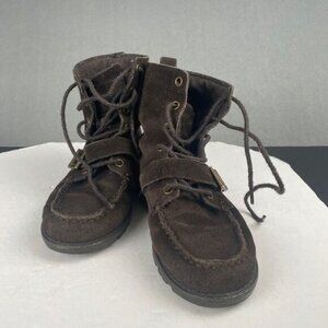 Polo Ralph Lauren Duck Boots Big Boy Kids 4 Brown Leather Buckle,Hiking,Outdoor